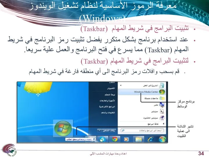 معرفة الرموز الأساسية لنظام تشغيل الويندوز (Windows) تثبيت البرامج في شريط