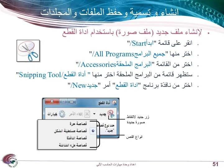 إنشاء و تسمية وحفظ الملفات والمجلدات لإنشاء ملف جديد (ملف صورة)