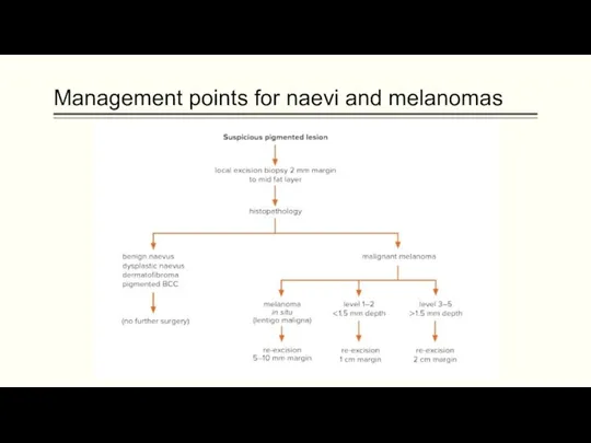 Management points for naevi and melanomas