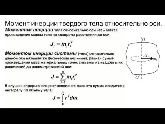 Момент инерции твердого тела относительно оси.