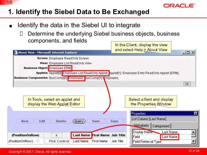 1. Identify the Siebel Data to Be Exchanged Identify the data