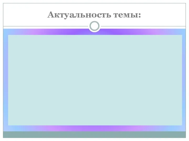 Актуальность темы: