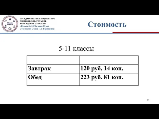 Стоимость 5-11 классы