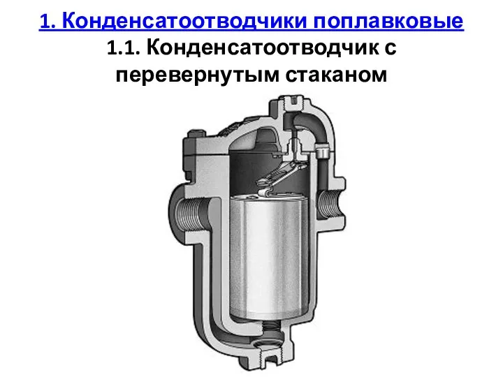 1. Конденсатоотводчики поплавковые 1.1. Конденсатоотводчик с перевернутым стаканом