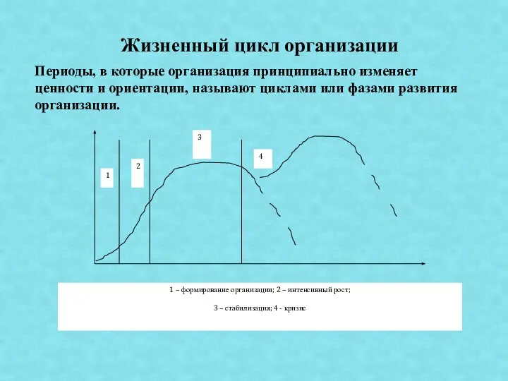 Периоды, в которые организация принципиально изменяет ценности и ориентации, называют циклами