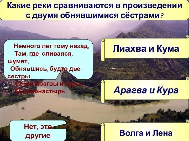 Какие реки сравниваются в произведении с двумя обнявшимися сёстрами? Лиахва и