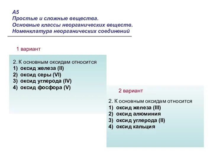 2. К основным оксидам относится 1) оксид железа (II) 2) оксид