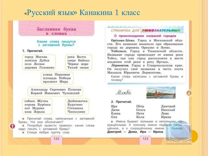 «Русский язык» Канакина 1 класс