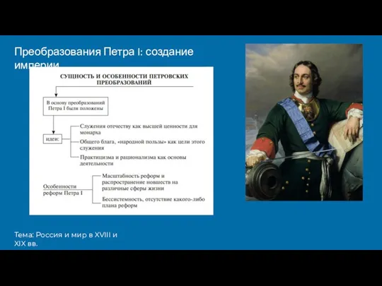 Преобразования Петра I: создание империи Тема: Россия и мир в XVIII и XIX вв.