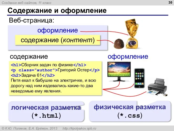 оформление Содержание и оформление содержание (контент) Веб-страница: содержание оформление Сборник задач