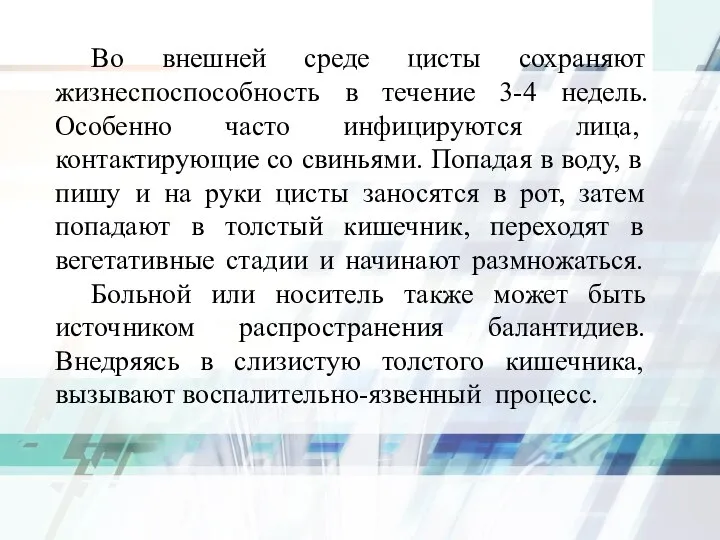 Во внешней среде цисты сохраняют жизнеспоспособность в течение 3-4 недель. Особенно