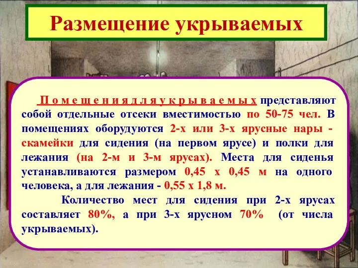 Размещение укрываемых П о м е щ е н и я