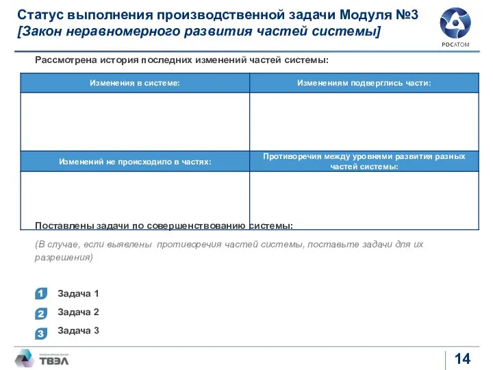 Рассмотрена история последних изменений частей системы: Поставлены задачи по совершенствованию системы: