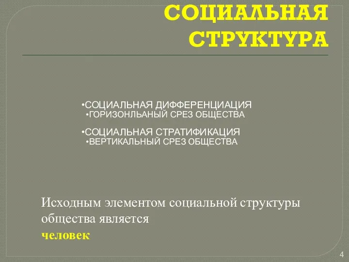 СОЦИАЛЬНАЯ СТРУКТУРА СОЦИАЛЬНАЯ ДИФФЕРЕНЦИАЦИЯ ГОРИЗОНЛЬАНЫЙ СРЕЗ ОБЩЕСТВА СОЦИАЛЬНАЯ СТРАТИФИКАЦИЯ ВЕРТИКАЛЬНЫЙ СРЕЗ