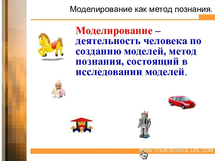 Моделирование как метод познания. Моделирование – деятельность человека по созданию моделей,