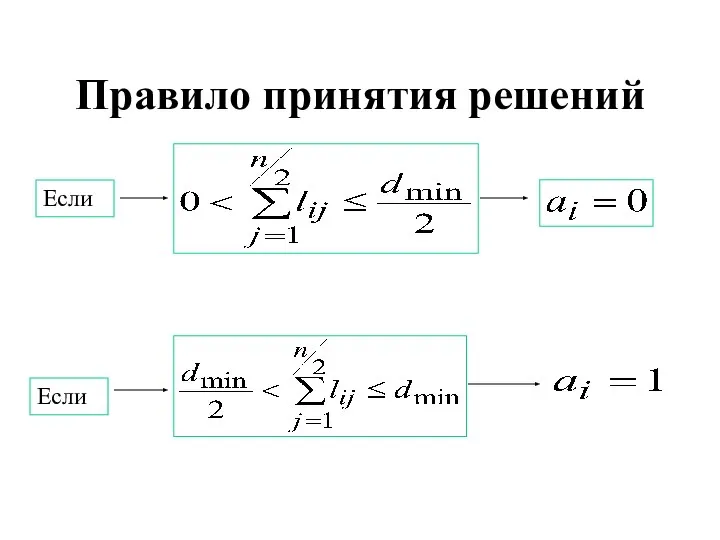 Правило принятия решений Если Если