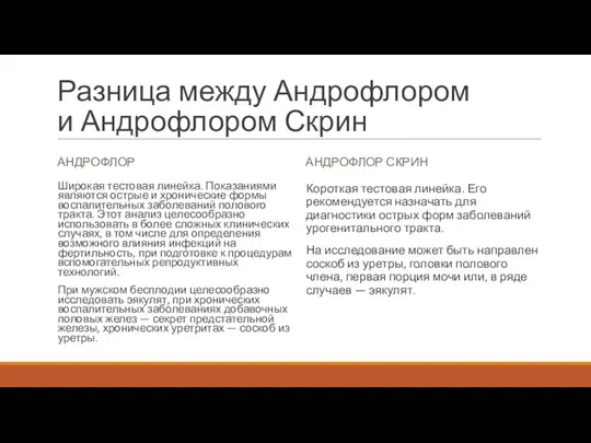 Разница между Андрофлором и Андрофлором Скрин АНДРОФЛОР Широкая тестовая линейка. Показаниями