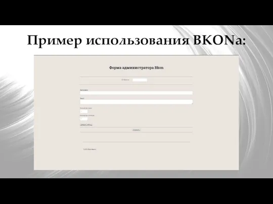 Пример использования BKONа: