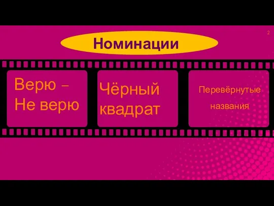 Верю – Не верю Чёрный квадрат Перевёрнутые названия Номинации