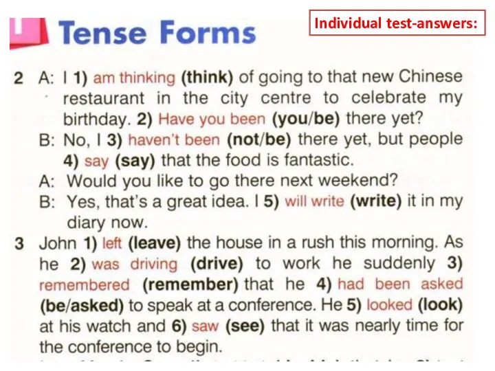 Individual test-answers: