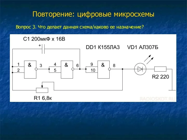 Повторение: цифровые микросхемы Вопрос 3. Что делает данная схема/каково ее назначение?