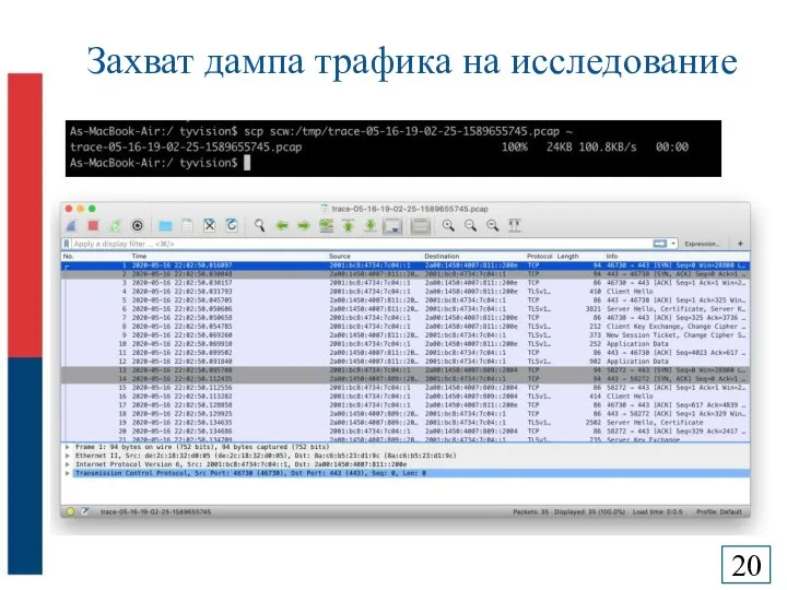 Захват дампа трафика на исследование