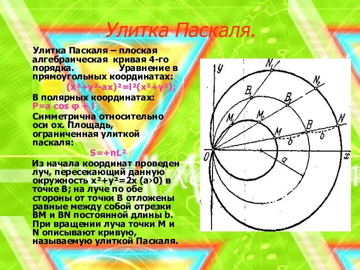 Улитка Паскаля. Улитка Паскаля – плоская алгебраическая кривая 4-го порядка. Уравнение