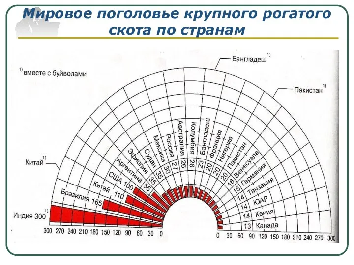 Мировое поголовье крупного рогатого скота по странам