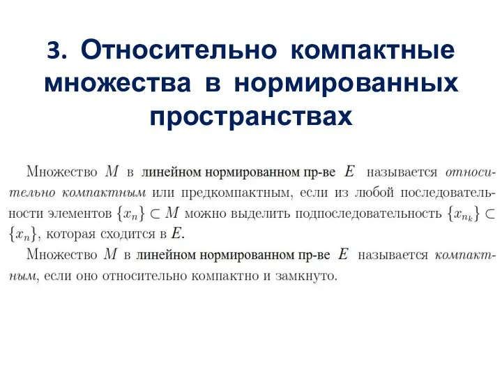 3. Относительно компактные множества в нормированных пространствах