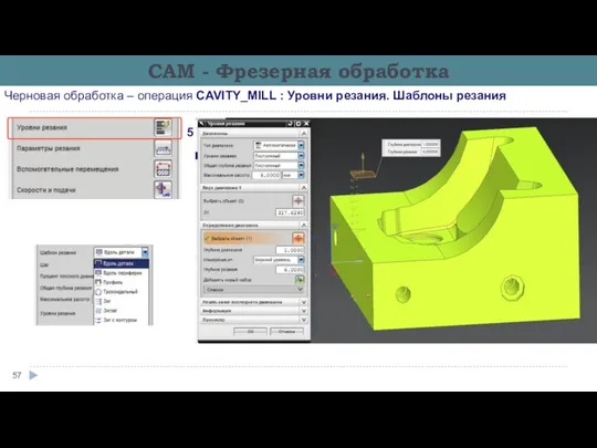 CAM - Фрезерная обработка Черновая обработка – операция CAVITY_MILL : Уровни резания. Шаблоны резания