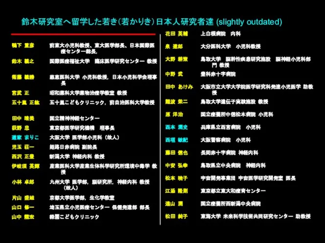 鈴木研究室へ留学した若き（若かりき）日本人研究者達 (slightly outdated)