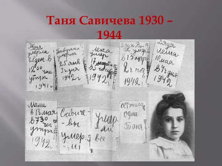 Таня Савичева 1930 – 1944