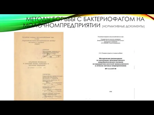 МЕТОДЫ БОРЬБЫ С БАКТЕРИОФАГОМ НА МОЛОЧНОМПРЕДПРИЯТИИ (НОРМАТИВНЫЕ ДОКУМЕНТЫ)