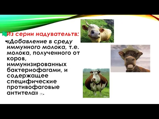 Из серии надувательтв: «Добавление в среду иммунного молока, т.е. молока, полученного