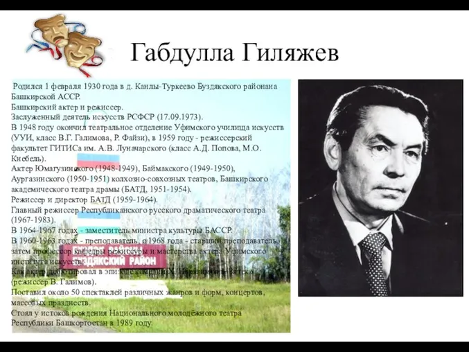 Габдулла Гиляжев Родился 1 февраля 1930 года в д. Канлы-Туркеево Буздякского