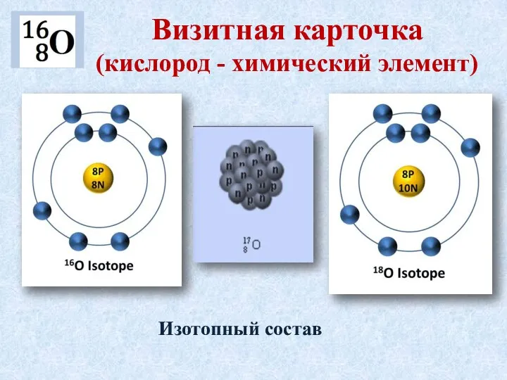 Визитная карточка (кислород - химический элемент) Изотопный состав