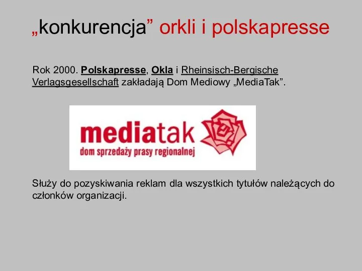 „konkurencja” orkli i polskapresse Rok 2000. Polskapresse, Okla i Rheinsisch-Bergische Verlagsgesellschaft