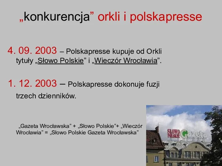 „konkurencja” orkli i polskapresse 4. 09. 2003 – Polskapresse kupuje od