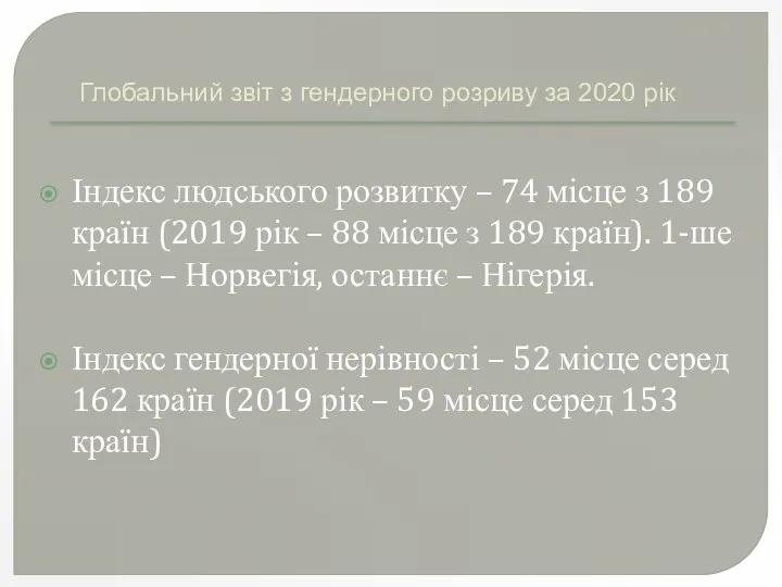 Глобальний звіт з гендерного розриву за 2020 рік Індекс людського розвитку