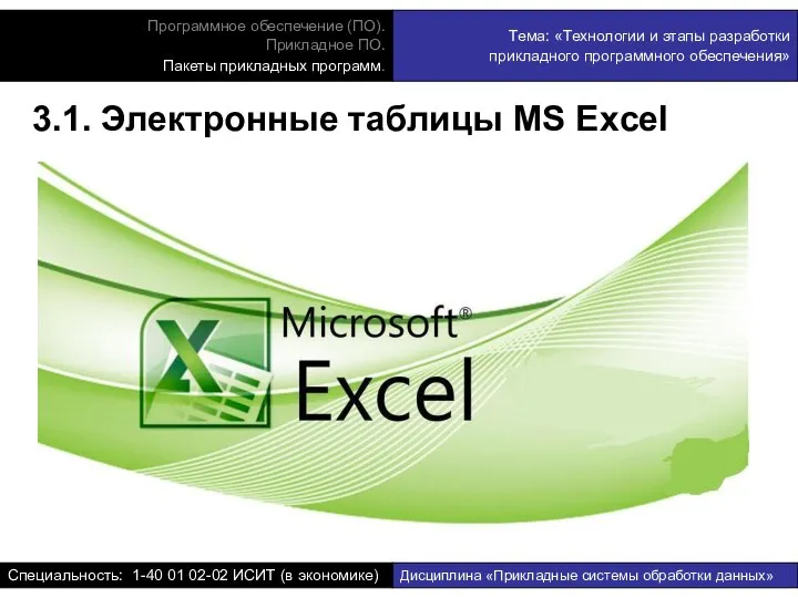 3.1. Электронные таблицы MS Excel