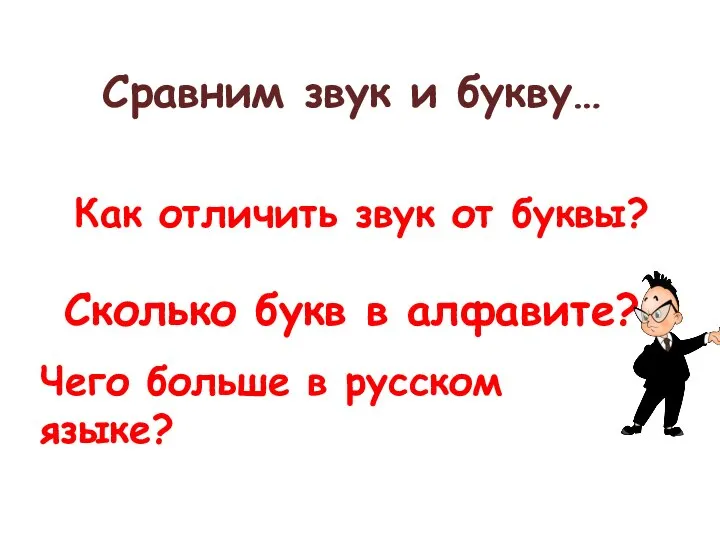 Сравним звук и букву… Как отличить звук от буквы? Сколько букв