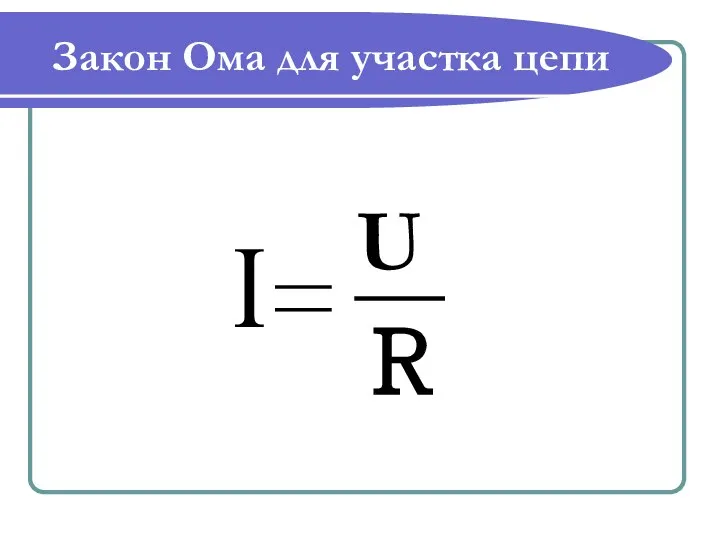 I Закон Ома для участка цепи U R