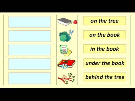 on the tree on the book in the book behind the tree under the book