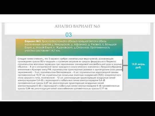 АНАЛИЗ ВАРИАНТ №3 03 Следует также отметить, что 3 вариант требует