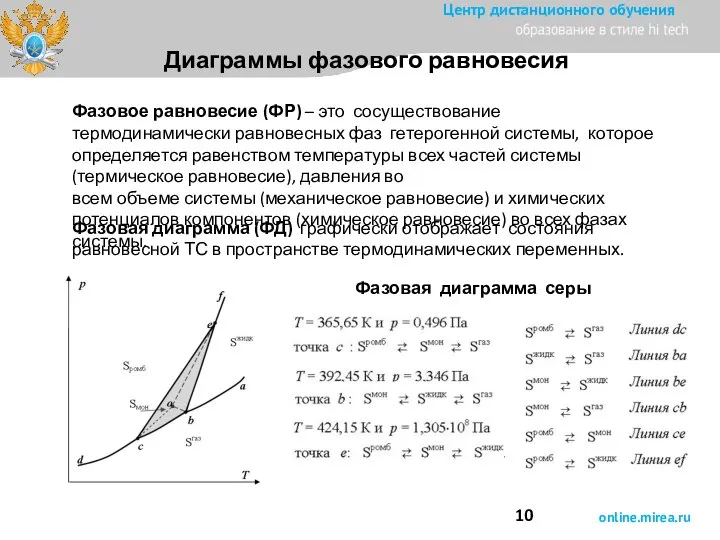 Диаграммы фазового равновесия Фазовое равновесие (ФР) – это сосуществование термодинамически равновесных