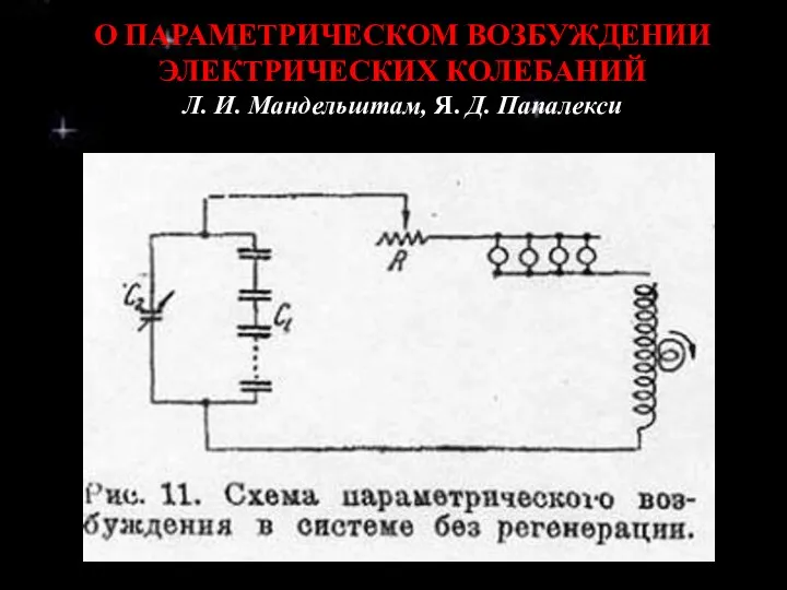 О ПАРАМЕТРИЧЕСКОМ ВОЗБУЖДЕНИИ ЭЛЕКТРИЧЕСКИХ КОЛЕБАНИЙ Л. И. Мандельштам, Я. Д. Папалекси