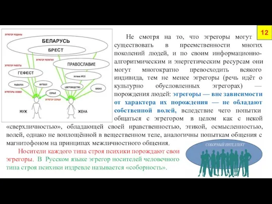 12 Не смотря на то, что эгрегоры могут существовать в преемственности