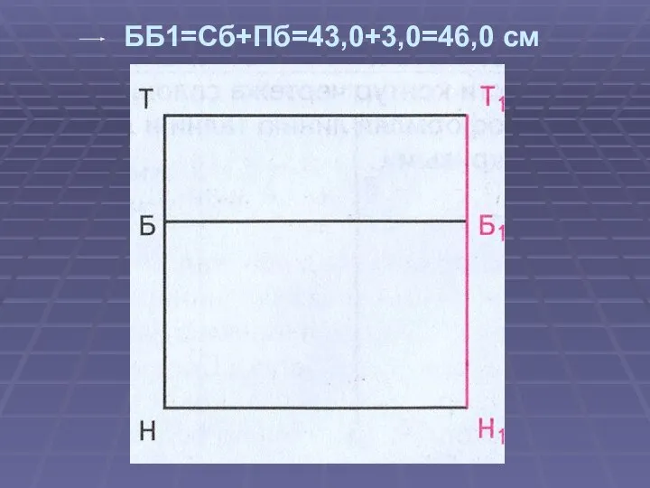 ББ1=Сб+Пб=43,0+3,0=46,0 см