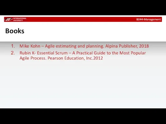 Books B044-Management Mike Kohn – Agile estimating and planning. Alpina Publisher,