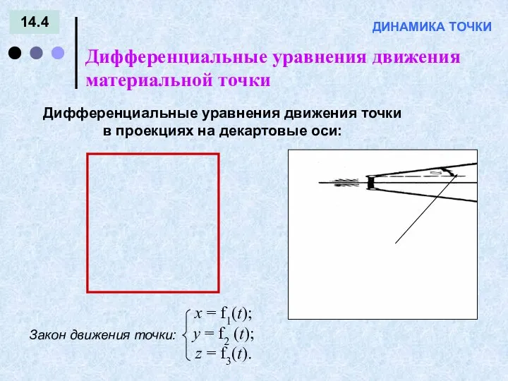 14.4 Дифференциальные уравнения движения материальной точки Дифференциальные уравнения движения точки в